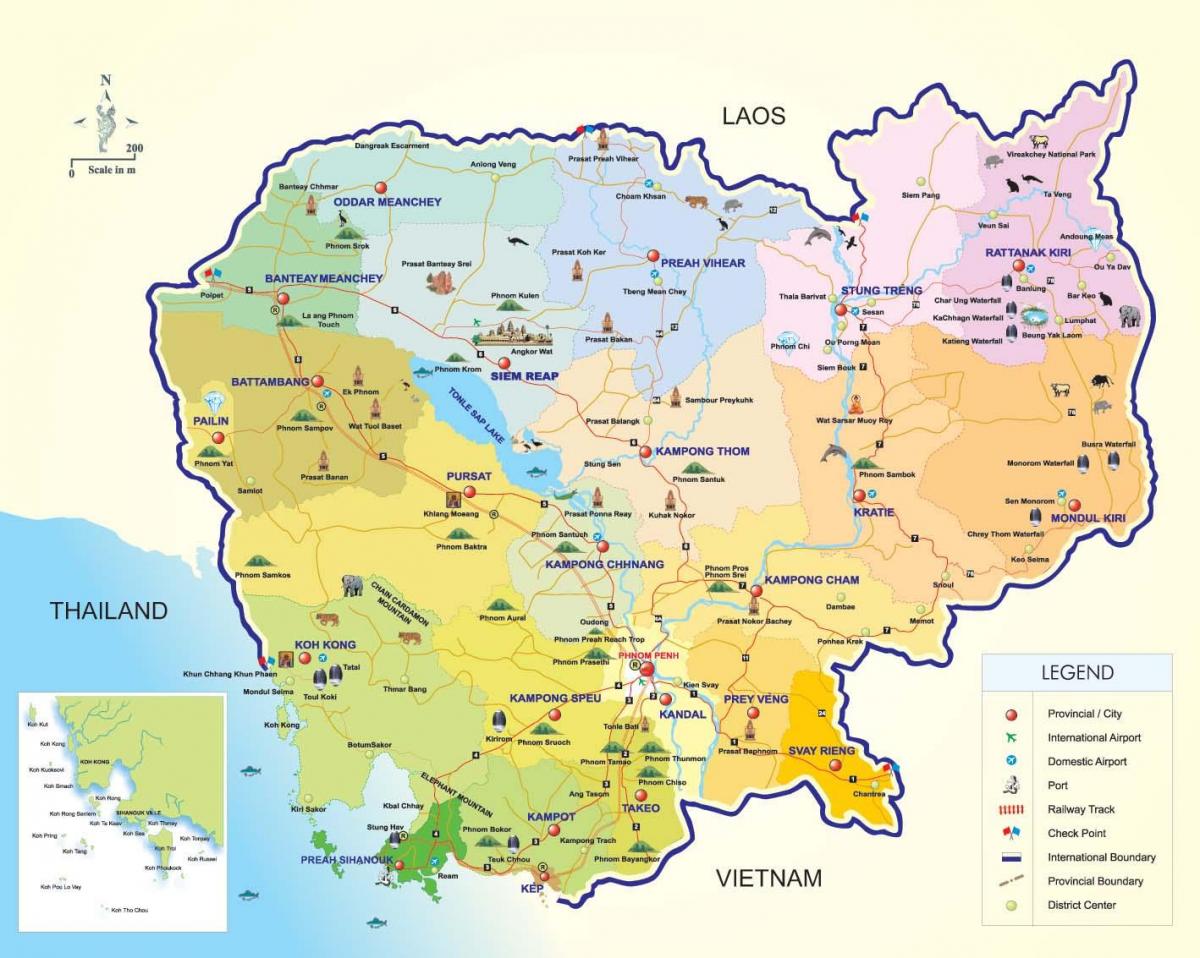 Χάρτη της Καμπότζης αεροδρόμια